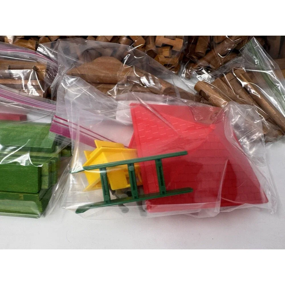 Vintage Lincoln Logs Wooden Building Pieces Lot ~290 Pieces Sorted Clean (C)